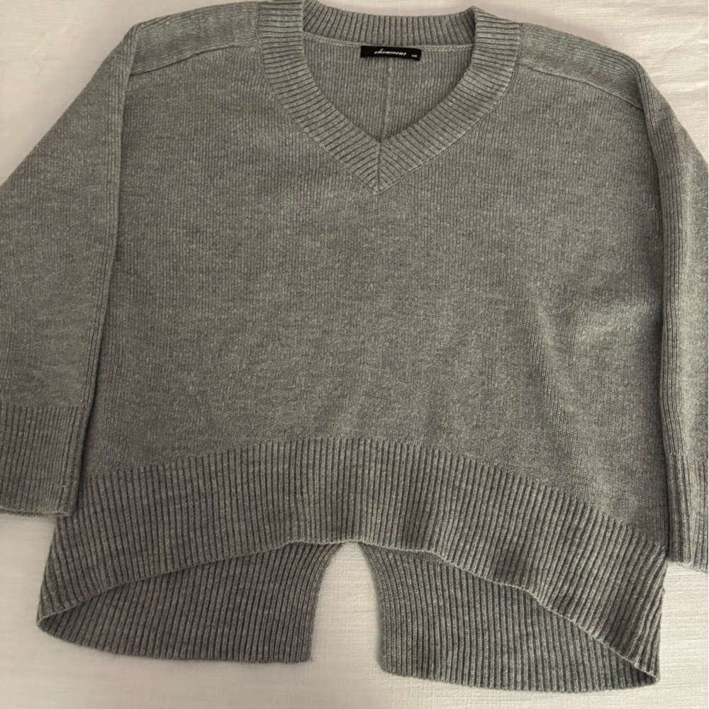 Gray V-Neck Sweater